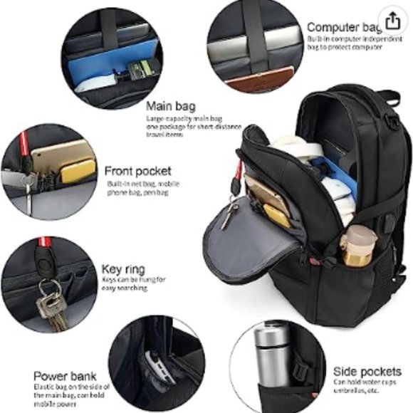 Laptop Backpack 15.6 Inch Water Resistant Backpacks Durable College Travel Daypa